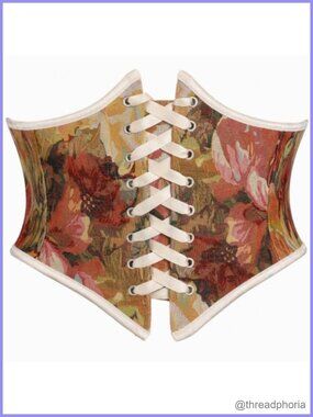 Floral Lace Up Renaissance Corset Belt Underbust Waist Belt